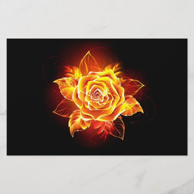 Blooming Fire Rose Stationery (Front)