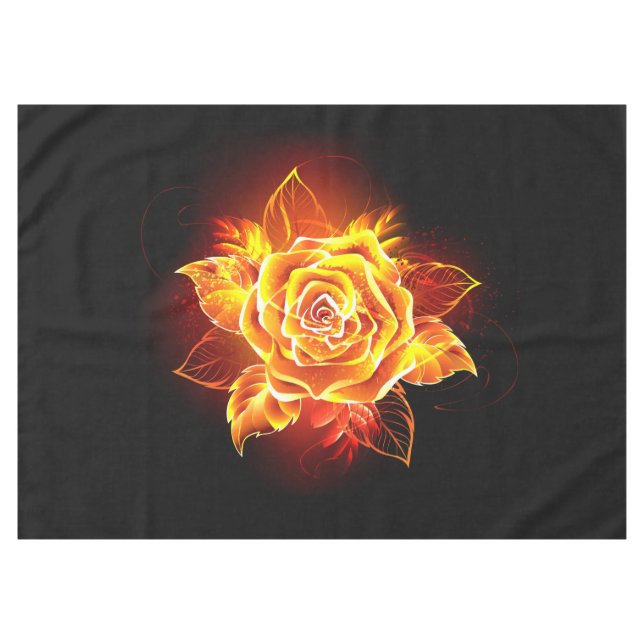 Blooming Fire Rose Tablecloth (Front (Horizontal))