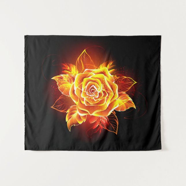 Blooming Fire Rose Tapestry (Front (Horizontal))