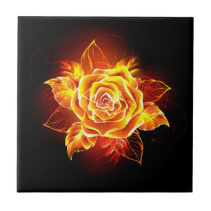 Blooming Fire Rose Tile