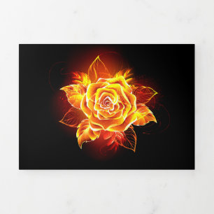 Blooming Fire Rose Tri-Fold Card