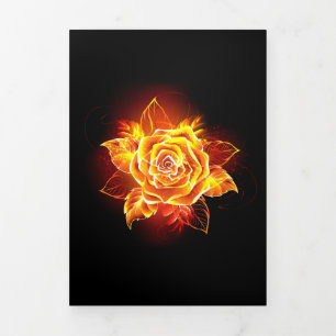 Blooming Fire Rose Tri-Fold Invitation