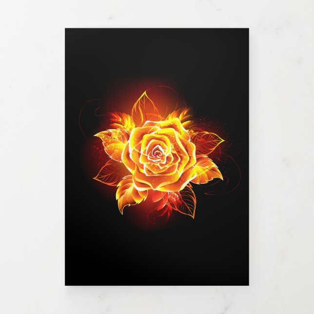 Blooming Fire Rose Tri-Fold Invitation (Cover)