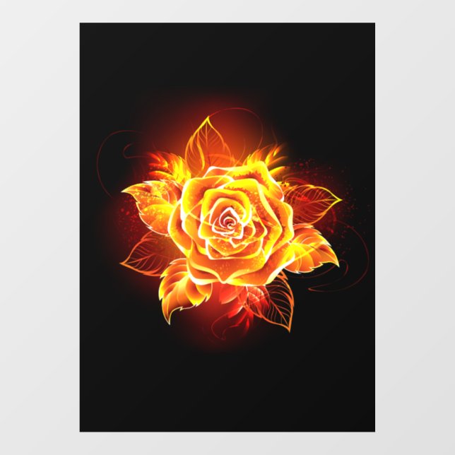 Blooming Fire Rose Window Cling (Sheet)