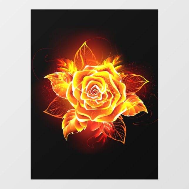 Blooming Fire Rose Window Cling (Sheet)