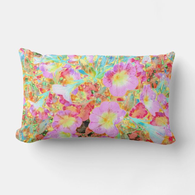 Blooming Floral Calibrachoa Abstract Outdoor  Lumbar Cushion (Front)