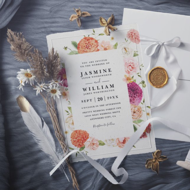 Blooming Floral Elegant Modern Rustic Wedding Invitation (Creator Uploaded)
