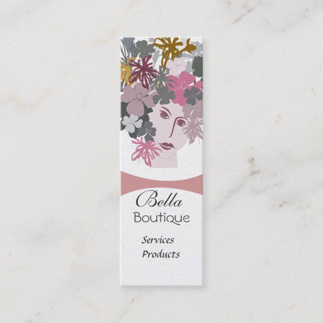 Blooming Floral Garland Fairy Woman Makeup Artist Mini Business Card (Front)