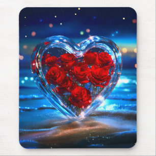 Blooming Floral Heart Crystal Mouse Mat