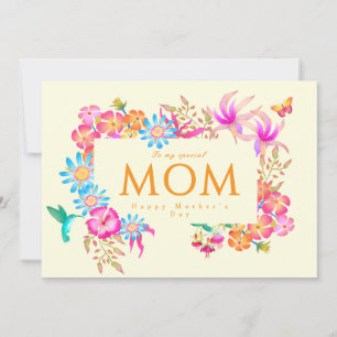 Blooming Floral Mom Yellow Holiday Card