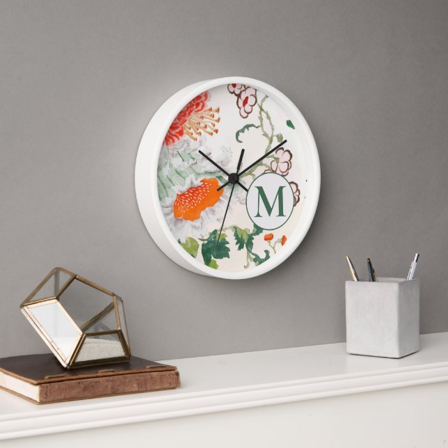 Blooming Floral Monogram Clock (Office)