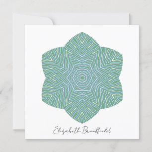 Blooming Floral Note Card in Turquoise Green