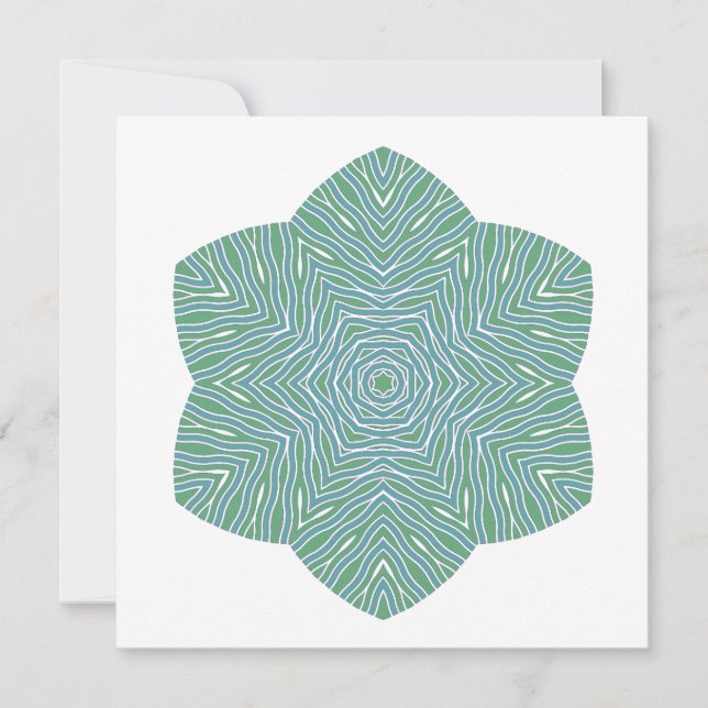 Blooming Floral Note Card in Turquoise Green (Front)
