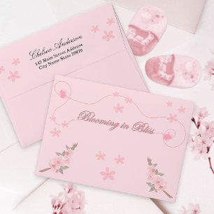 Blooming Floral Pink Cherry Blossom Baby Shower Envelope