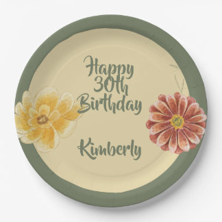 Blooming Florals Personalised Birthday Party Plate