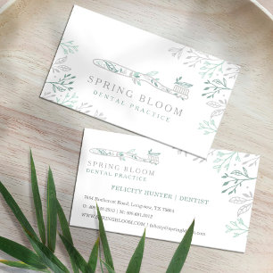 Blooming Flourishing Dental Toothbrush Tree Logo Business Card
