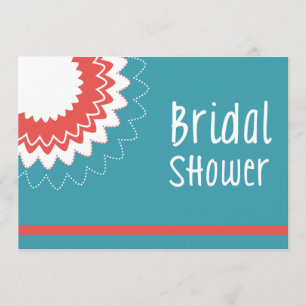Blooming Flower - Blue & Coral Invitation