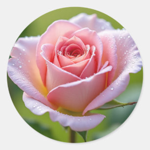 Blooming Flower – Elegant Round Sticker for Decora