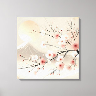 Blooming Flower Tree with Nature Scenery Peaceful Canvas Print