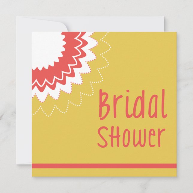 Blooming Flower - Yellow & Coral Invitation (Front)