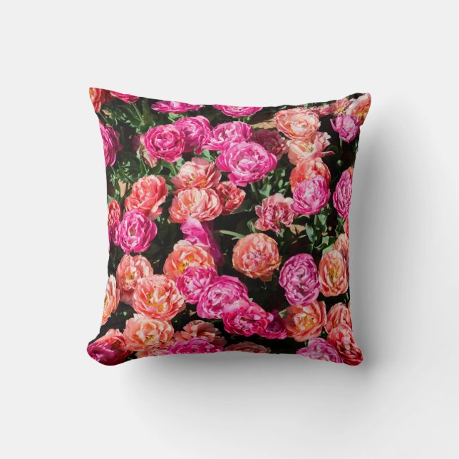 Blooming flowers make a floral background texture cushion (Front)