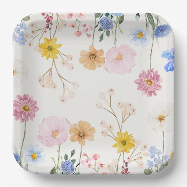 Blooming Flowers Paper Plate (Front)