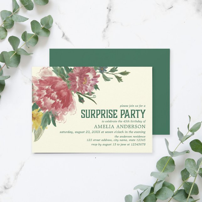 Blooming Flowers Surprise Party Any Age Birthday Invitation (Creator Uploaded)