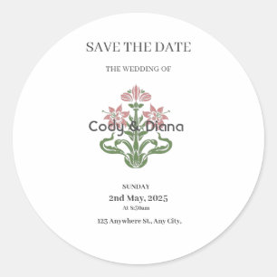 Blooming for [Couple's Names]' Wedding  Classic Round Sticker
