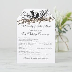 Blooming Forest Vintage Love Birds Wedding Program Programme