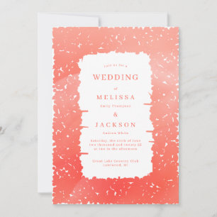 Blooming frame wedding invitation Coral Pink