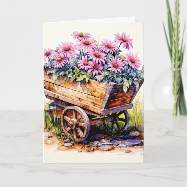 Blooming Freshly Picked Aster Flower Art Card (Front)