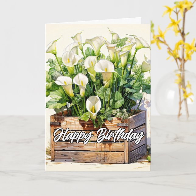 Blooming Freshly Picked Calla Lilies Card (Yellow Flower)