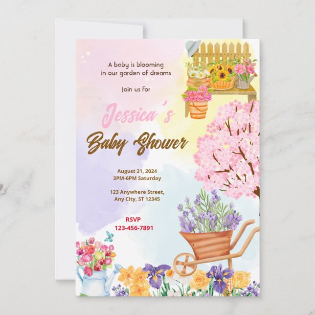 Blooming Garden Baby Shower Invitation (Front)