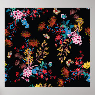 Blooming Garden Butterflies Liberty Style Poster