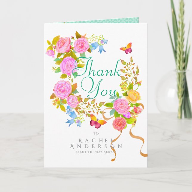 Blooming Garden Thank You Holiday Card (Front)