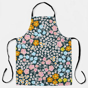 Blooming garden with roses and wildflowers. Vintag Apron