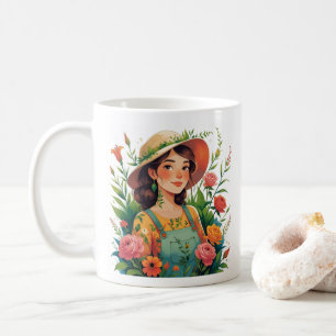 Blooming Gardener - Lady Gardener with Flowers Coffee Mug