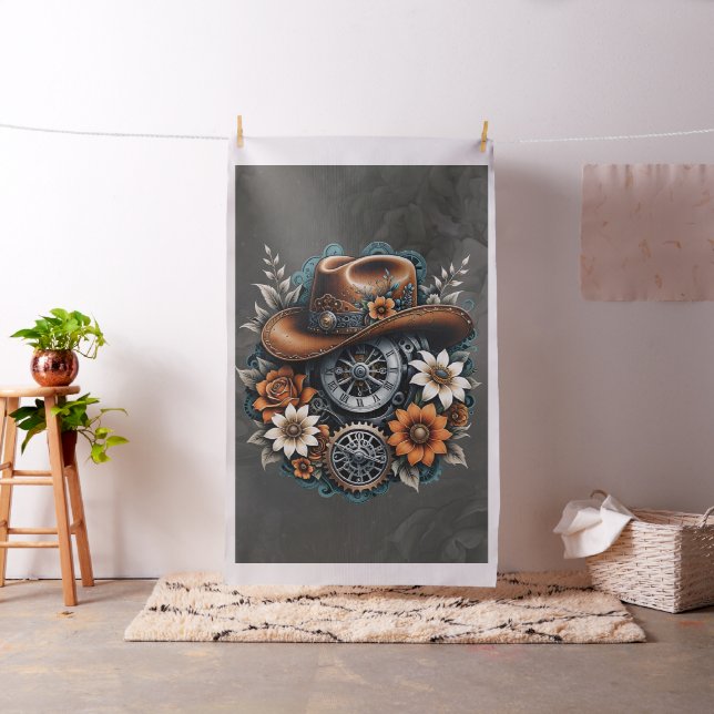 Blooming Gears: Steampunk cowboy style.  Fabric (In Situ)