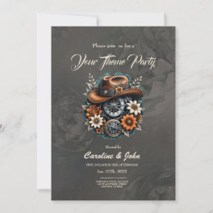 Blooming Gears: Steampunk cowboy style Invitation