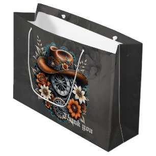 Blooming Gears: Steampunk cowboy style. Large Gift Bag