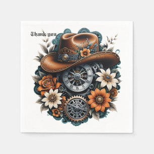 Blooming Gears: Steampunk cowboy style. Napkin