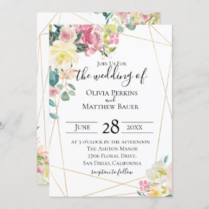 Blooming Geometric Wedding Invitation