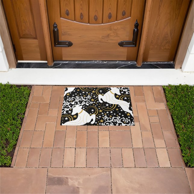 Blooming Golden Christmas Floral Deer Doormat (Outdoor)
