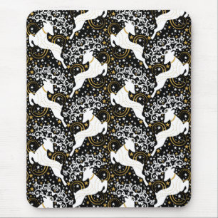 Blooming Golden Christmas Floral Deer Mouse Mat