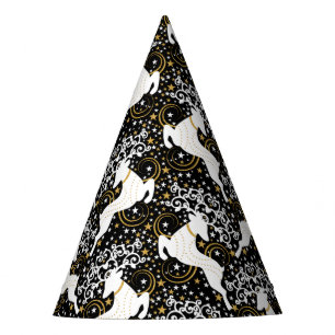 Blooming Golden Christmas Floral Deer Party Hat