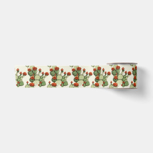 Blooming Green Cactus Plant Satin Ribbon