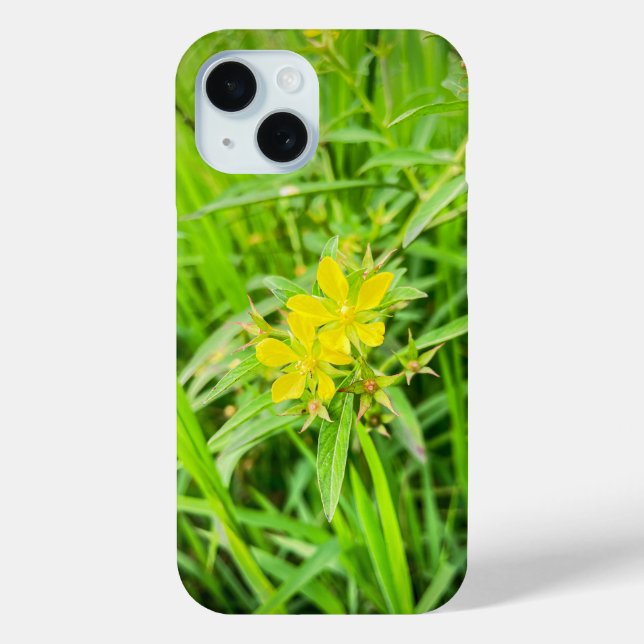 Blooming Green Plant Case - Yellow Flowers Design" (Back)