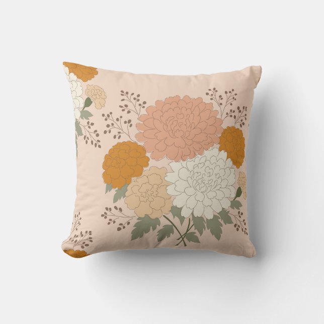 Blooming Harmony-Peach & Orange Cushion (Front)