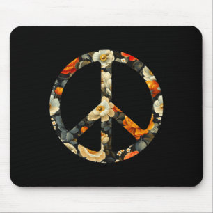 Blooming Harmony Symbol Floral Peace Sign Mouse Mat
