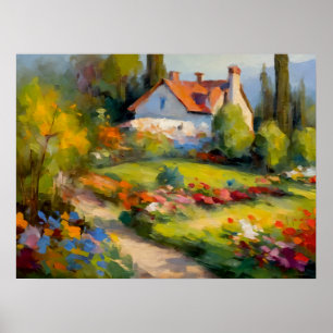 Blooming Haven: House and Garden Delight Poster